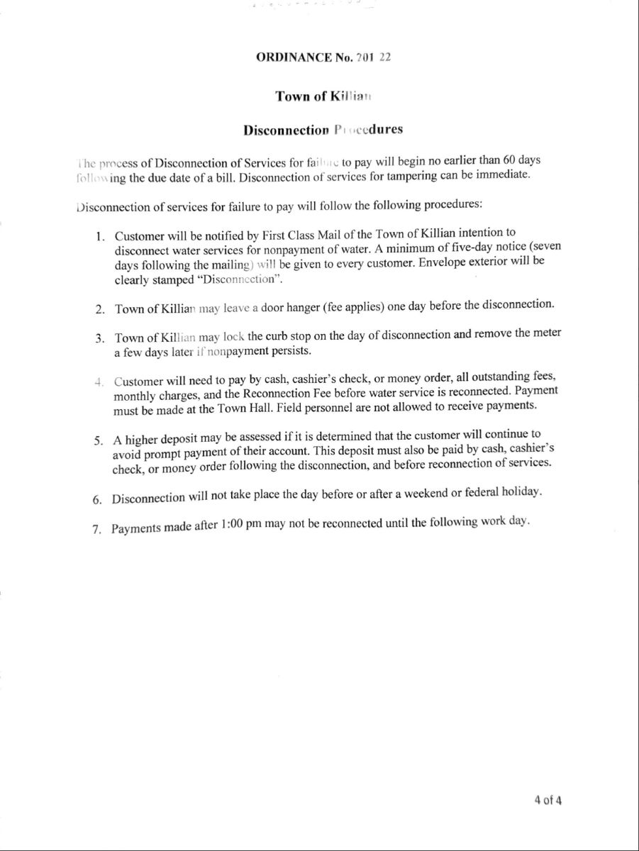 Killian Water Rates - Page 2